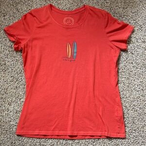 Life Is Good Women's Coral Surfboard Tee